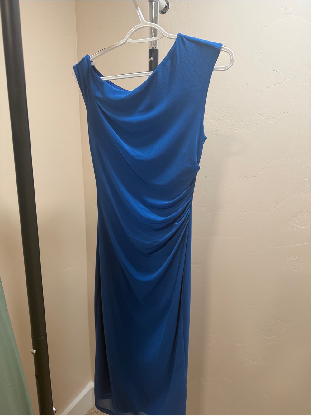 Elegant royal Blue mesh off shoulder Sleeveless Women's bodycon Dress